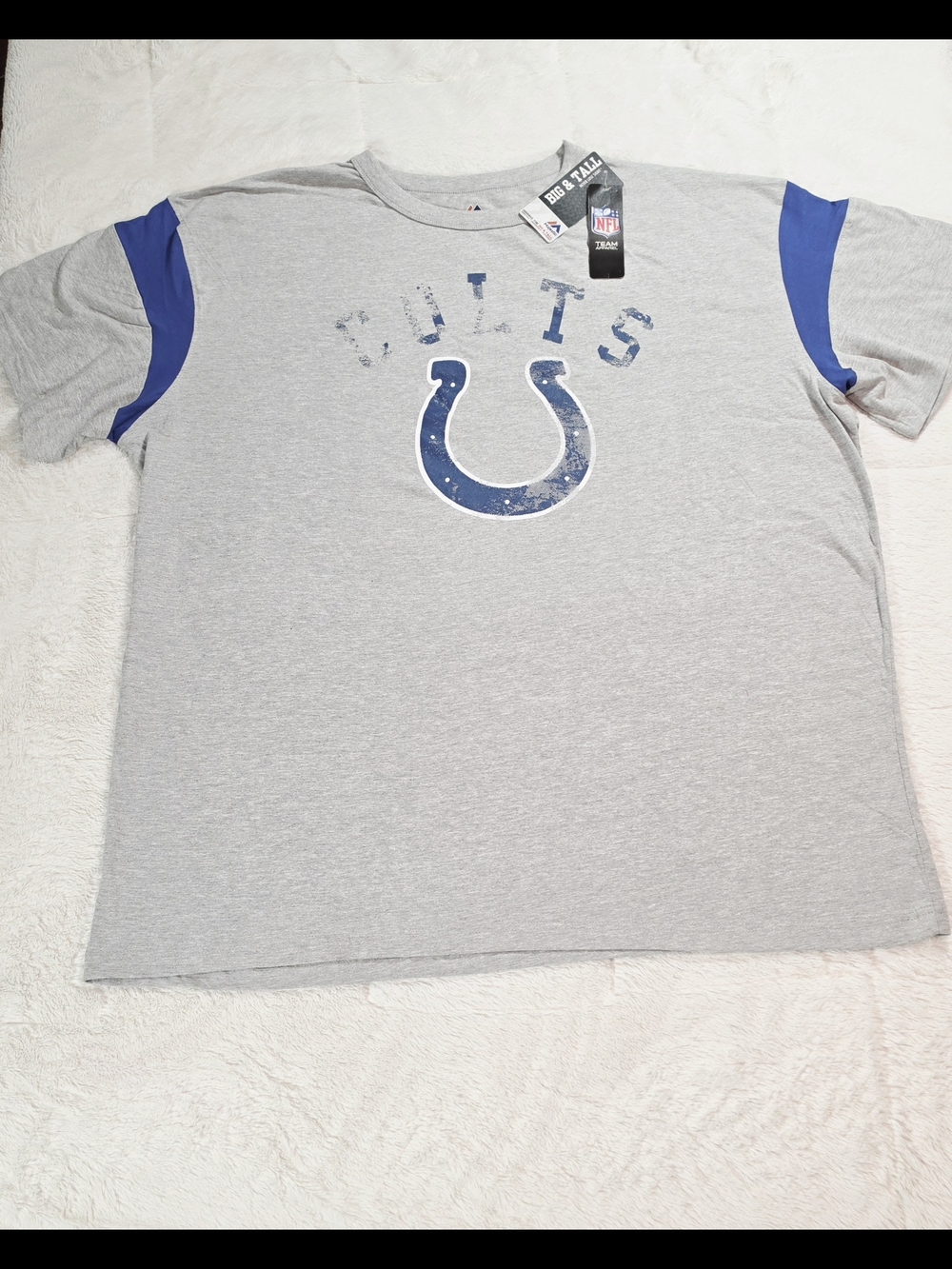Majestic Gray Tee with Blue Sleeve Panels and Colts Logo(OBX-06)